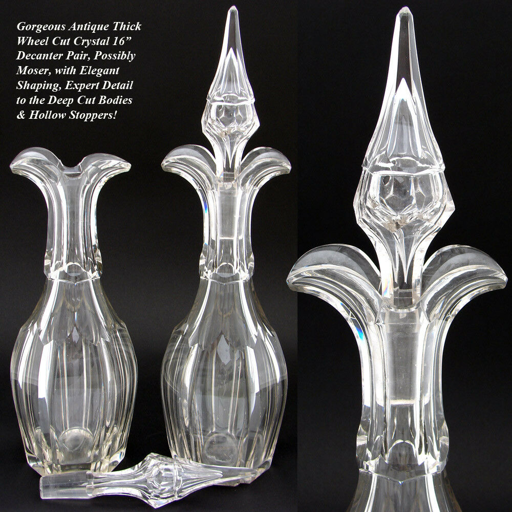 Huge Antique Napoleon III or Earlier Deeply Wheel Cut Crystal 16