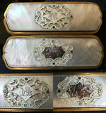 Antique French Cigar or Spectacles Case, Mother of Pearl, c1850-70, Napoleon III