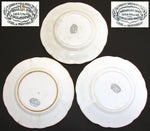 Set of 3 Antique French Creil Faience 8" Cabinet Plates, Romanic Themed Figural
