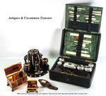 Antique French Travel Vanity Case Box, Trousse de Voyage or Necessaire Loaded with Jars, Tools