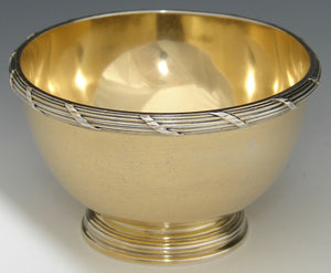 Antique French Vermeil 18k Gold on Sterling Silver 4.5" Bonbon or Caviar Dish