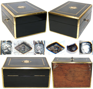 Antique French Taulin Palais Royal Travel Chest, Box, Necessaire, Trousse de Voyage, Sterling Top Jars, Tools +