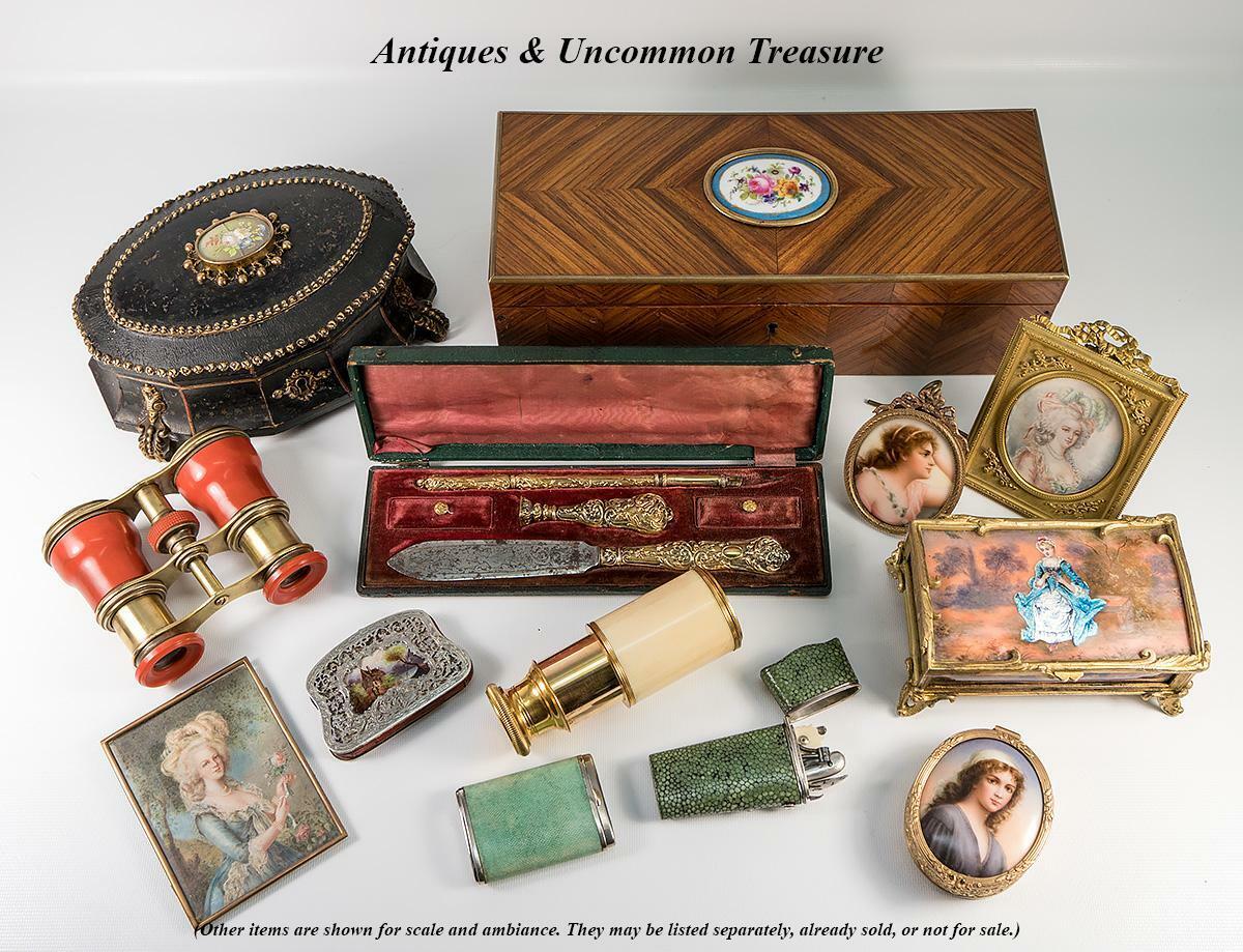 Rare Antique French Kiln-fired Enamel Jewelry box, Chocolatier's Signature