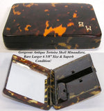 Antique Tortoise Shell Minaudiére, Purse, LARGE! Tortoiseshell Bag, Makeup Compact, Vanity