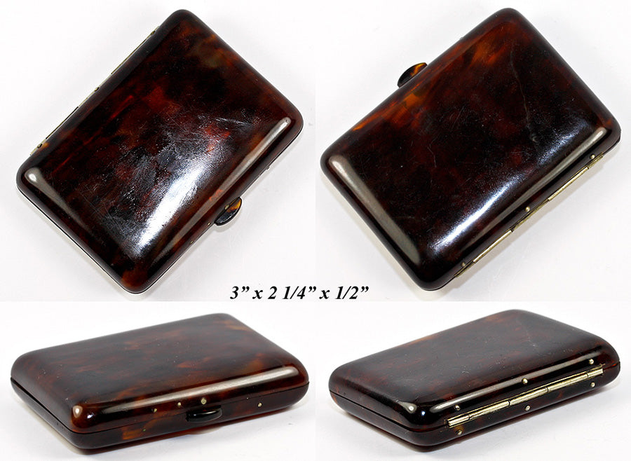 Antique Edwardian Cigarette or Card Case in Tortoise Shell, Tortoiseshell - Excellent!