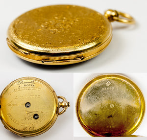 Elegant Antique 18k Gold Pocket Watch, JM, Rouen, France Louis-Philippe Era, Early 1800s