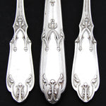 Exq Antique French Sterling Silver 24pc Dinner Sized Flatware Set, Gothic Pattern