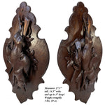 Antique Black Forest Carved 27.5" Wall Plaque, Large "Fruits of the Hunt" Hare or Rabbit Figure