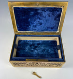 Antique French Cutaway Bronze Jewelry Box with Portrait Miniature Painting after Boucher