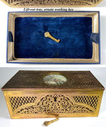 Antique French Cutaway Bronze Jewelry Box with Portrait Miniature Painting after Boucher