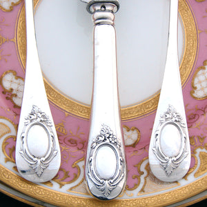 Antique French Sterling Silver Dinner Sized 3pc Flatware Setting for One,