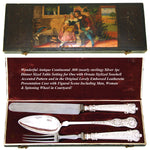 Antique Continental .800 Silver 3pc Dinner Sized Flatware Set for One, Hobwasser Style Figural Box