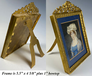 Antique ID'd Large English Portrait Miniture, Fine French Bronze Frame, Dated c.1837