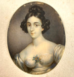 Antique French Portrait Miniature, Beautiful Young Woman c.1820s, 16k Gold Fronted Frame