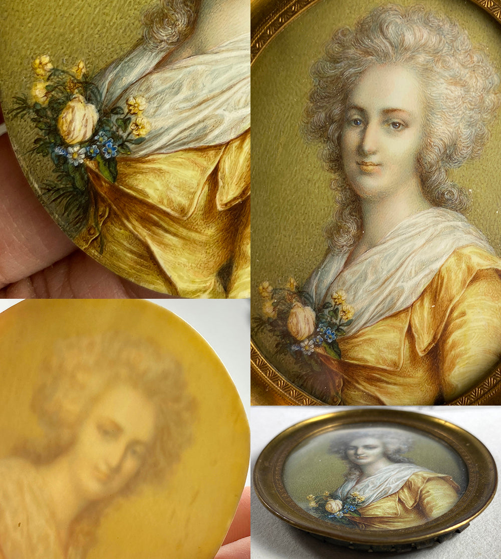 Superb c.1750 Portrait Miniature, Georgian English or Louis XVI French, in Frame