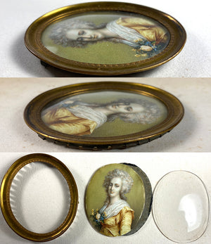 Superb c.1750 Portrait Miniature, Georgian English or Louis XVI French, in Frame