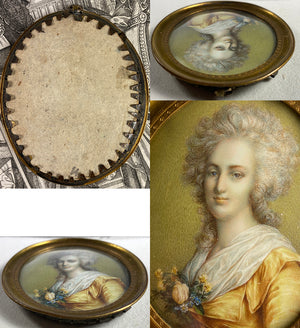 Superb c.1750 Portrait Miniature, Georgian English or Louis XVI French, in Frame