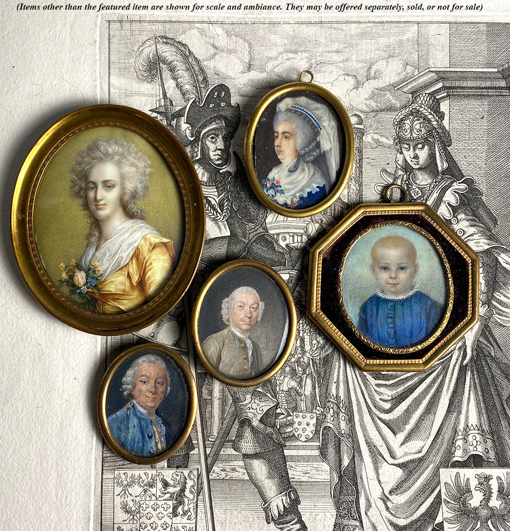 Superb c.1750 Portrait Miniature, Georgian English or Louis XVI French, in Frame