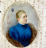 Antique French Portrait Miniature of a Matron, Signed and dated c.1897, Fine French Frame