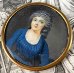 C. 1750s Antique French Portrait Miniature, Beautiful Woman with Pearl Tiara, Louis XV