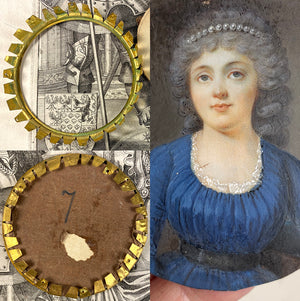 C. 1750s Antique French Portrait Miniature, Beautiful Woman with Pearl Tiara, Louis XV