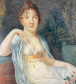 Superb Antique French Portrait Miniature c.1803 by BERNIER, Beautiful Empire Woman, Large Painting