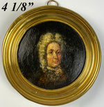 Antique c.1600s French Portrait Miniature Oil Painting on Wood Panel, in Frame