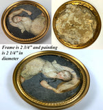 Antique Intimate Portrait Miniature, c.1700s, a Dancing Woman, Loose Gown, Hat