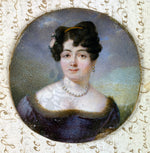 Antique French Empire Portrait Miniature, Beautiful Woman, Tiara, Pearls c.1810-20