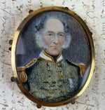 Antique Scotland Portrait Miniature, ID'd Military Architect, Medal, Epaulettes, C.1844, Mutton Chop