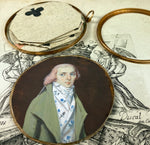 Rare 18k c.1795-99 Portrait Miniature, Incroyables Young Man Pink Hair, Luxuriants post French Revolution, Directoire