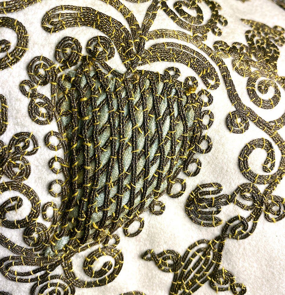 antique French Metallic Bullion and Silk Embroidery Purse, Suede Pouch ...