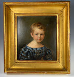 Antique Oil Painting, c.1830s Portrait Miniature of a Blond Blue Eyed Child of 4-5, A Boy, by Martin Disteli, Swiss Portraitist