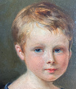 Antique Oil Painting, c.1830s Portrait Miniature of a Blond Blue Eyed Child of 4-5, A Boy, by Martin Disteli, Swiss Portraitist