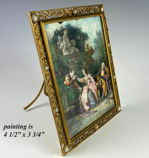 Antique French Grand Tour Souvenir Miniature Painting aprés Boucher, Romantic Era Portrait