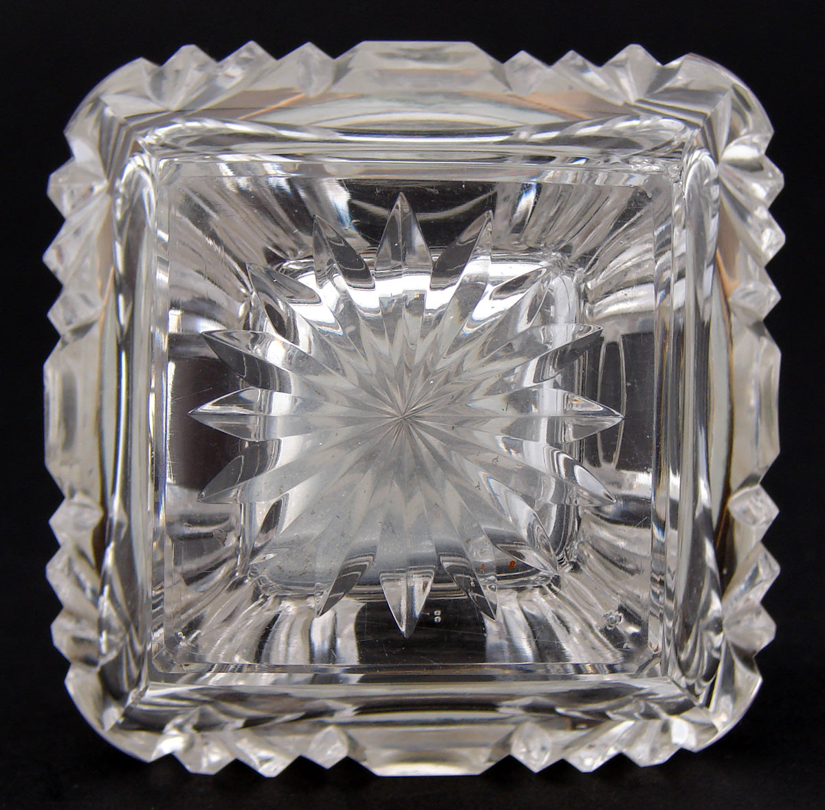 Superb Antique French Napoleon III Era Cut Crystal & Boulle Single Desk Top Inkwell