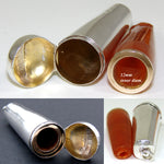 Elegant Antique 16k Gold & Amber Cigar Holder in Sterling Silver Case, Etui, 2 5/8"