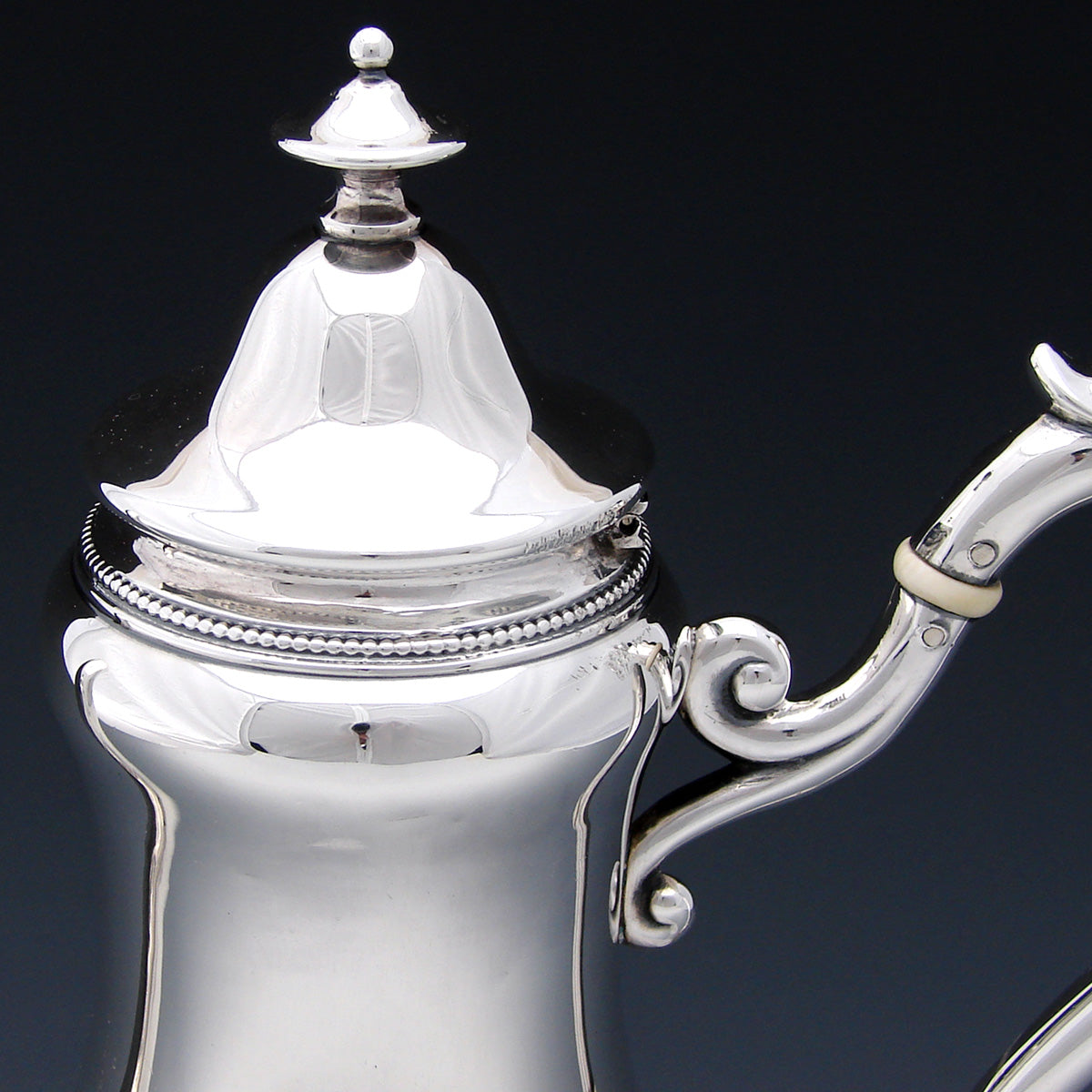 Elegant Antique French Sterling Silver Solitaire Sized Coffee or Tea Pot, Aesthetic Style