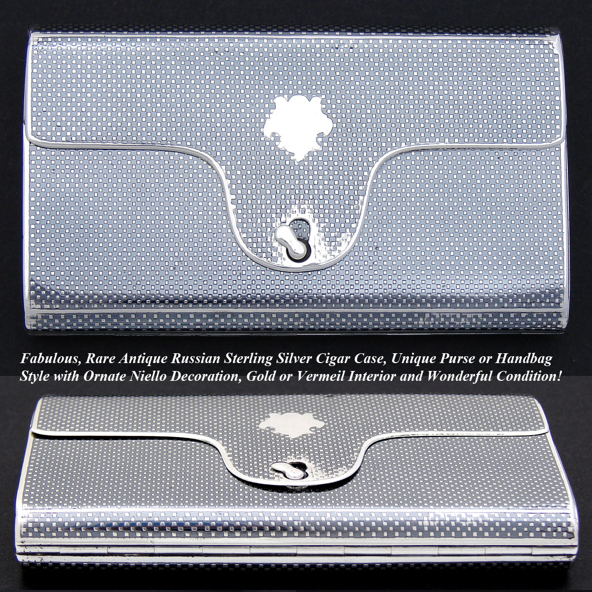 niello cigarette case Antique Imperial Russian Engraved 84 Silver Tobacco Box Moscow 1886 Antique Sterling Silver Cigarette Case,
