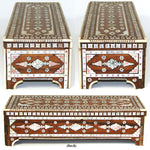 Rare Antique Anglo-Indian Sadeli Style 13" Desk or Document Box, Incised & Lac Filled Mother of Pearl Inlay