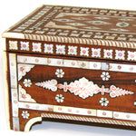 Rare Antique Anglo-Indian Sadeli Style 13" Desk or Document Box, Incised & Lac Filled Mother of Pearl Inlay