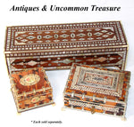 Rare Antique Anglo-Indian Sadeli Style 13" Desk or Document Box, Incised & Lac Filled Mother of Pearl Inlay