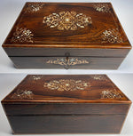 Antique French Boulle Sewing Box, Tools, Vermeil 18k over .800/1000 Silver, Almost Sterling