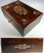 Antique French Boulle Sewing Box, Tools, Vermeil 18k over .800/1000 Silver, Almost Sterling