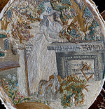 Antique Georgian Silk Work, Silk Embroidery Mourning Icon, Woman and Spaniel, c.1782