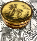 Antique c.1700s Blond Tortoise Shell, 18k Gold and Portrait Miniature Snuff Box, Psyche, Cupid