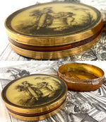 Antique c.1700s Blond Tortoise Shell, 18k Gold and Portrait Miniature Snuff Box, Psyche, Cupid