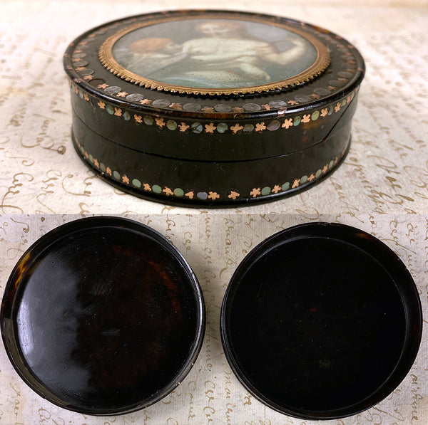 Tortoise Shell Snuff Box Antique French Snuff Box, Tortoise Shell, Silver, Gold Pique, Portrait ...