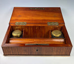 Opulent Antique TAHAN, Paris, Kingwood Desk Box w Double Inkwells, Pen Tray