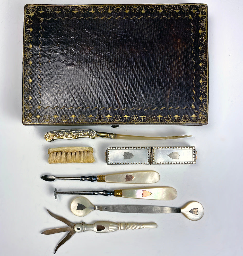 RARE Antique c.1750-90 French Palais Royal Dental Hygiene Travel Necessaire, 18k Gold, Complete